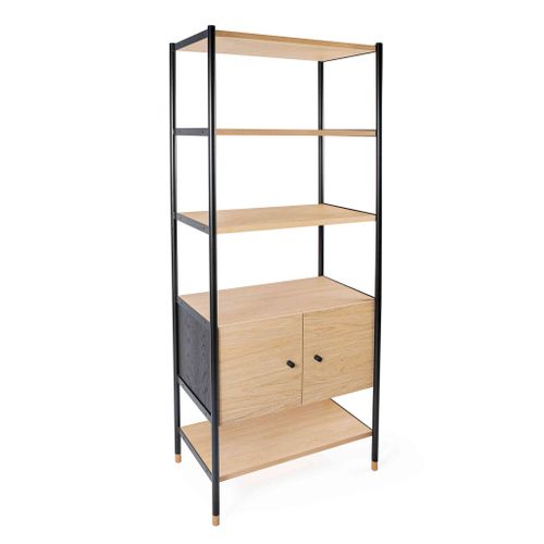 Bibliothèque 4 Étagères Avec Meuble Bois Clair