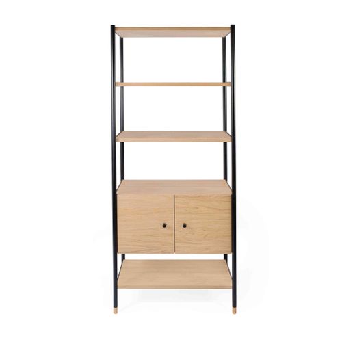 Bibliothèque 4 Étagères Avec Meuble Bois Clair