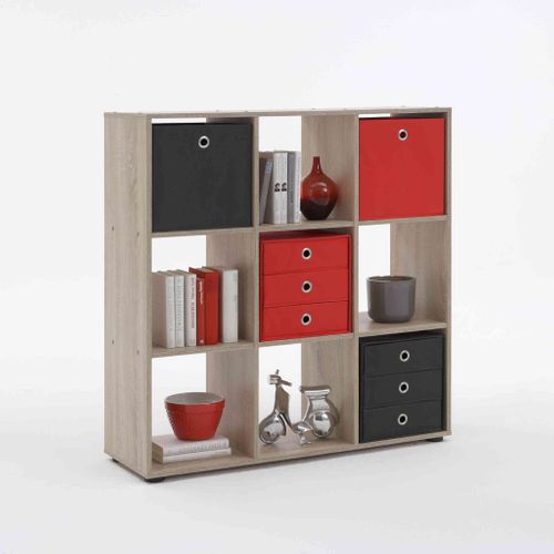 Etagère 9 Cases En Bois Imitation Chêne - Bi13011