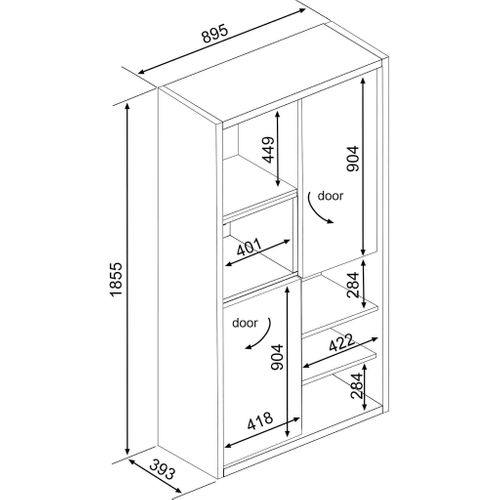 Bibliothèque 2 Portes Avec Niches 6 Cases Bois Clair