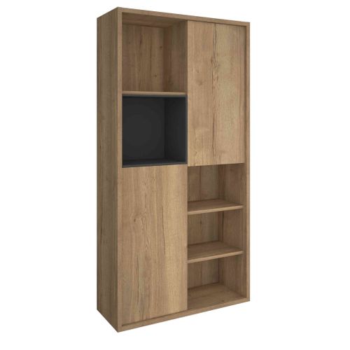 Bibliothèque 2 Portes Avec Niches 6 Cases Bois Clair