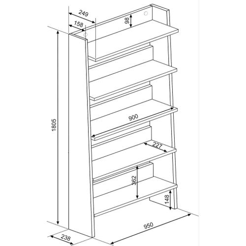 Bibliothèque 5 Étagères Bois Clair
