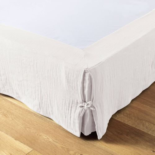 Cache Sommier Double Gaze De Coton Blanc 160x200 Cm