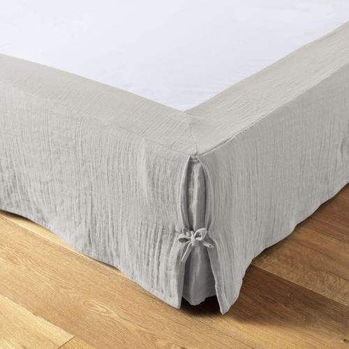Cache Sommier Double Gaze De Coton Gris 180x200 Cm