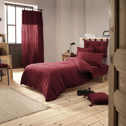 Housse De Couette Double Gaze De Coton Bordeaux 140x200 Cm