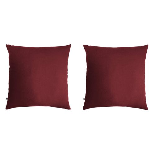2 Taies D'oreillers Double Gaze De Coton Bordeaux 60x60 Cm