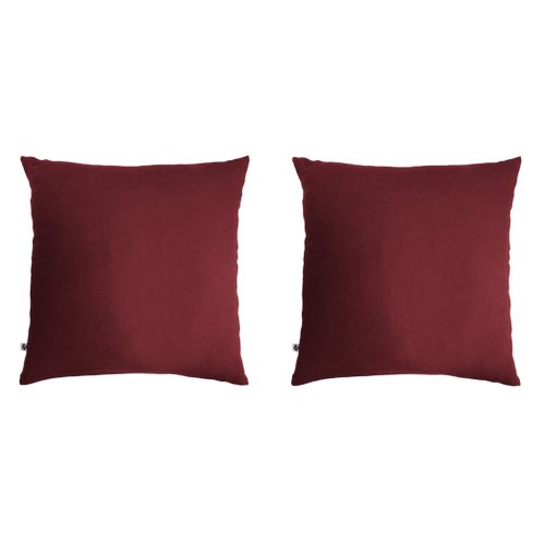 2 Taies D'oreillers Double Gaze De Coton Bordeaux 60x60 Cm