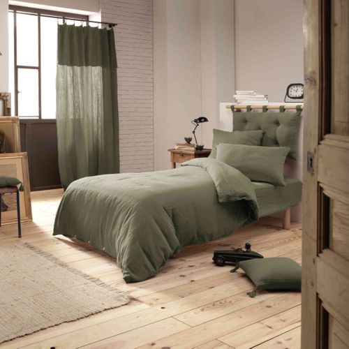 Parure De Lit Double Gaze De Coton Kaki 140x200 Cm