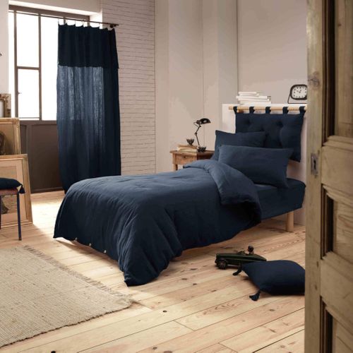 Parure De Lit Double Gaze De Coton Marine 200x200 Cm
