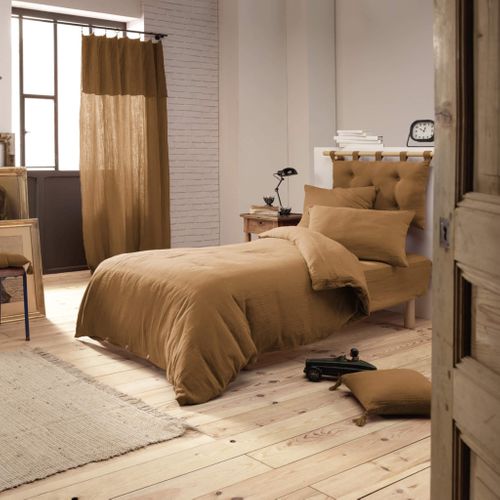 Parure De Lit Double Gaze De Coton Marron 240x220 Cm