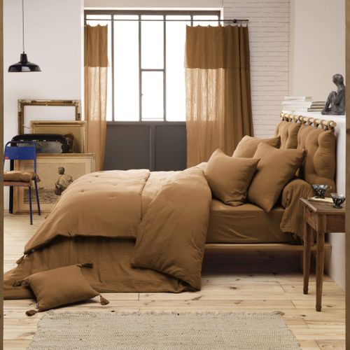 Parure De Lit Double Gaze De Coton Marron 240x220 Cm
