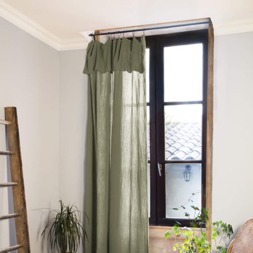 Rideau Gaze De Coton Ajustable Kaki 140x300 Cm