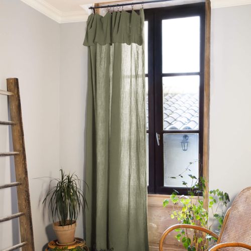Rideau Gaze De Coton Ajustable Kaki 140x300 Cm
