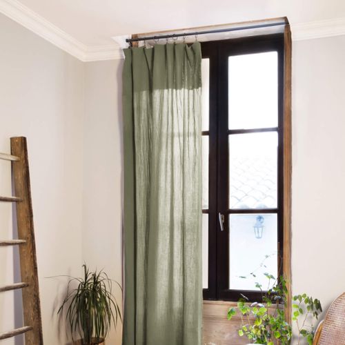 Rideau Gaze De Coton Ajustable Kaki 140x300 Cm