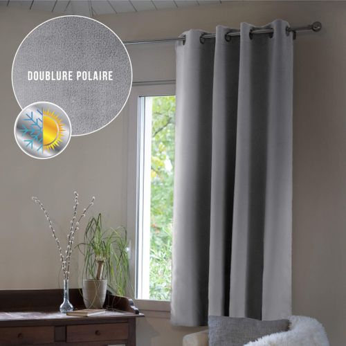 Rideau Occultant Thermique à Oeillets Gris 140x180