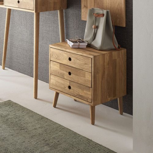 Chevet 3 Tiroirs En Bois Massif Bois Naturel