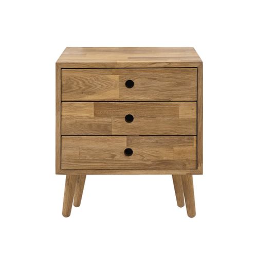 Chevet 3 Tiroirs En Bois Massif Bois Naturel