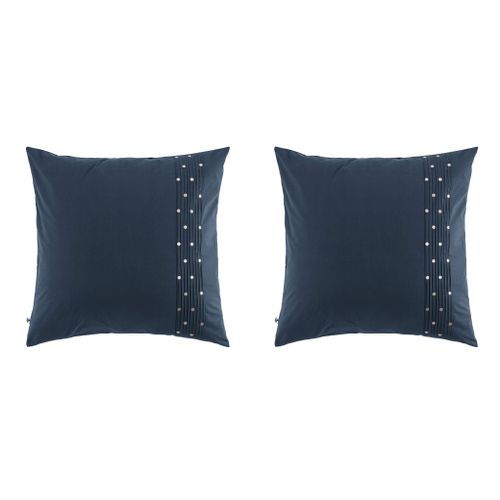 Taie D'oreiller Brodée (lot De 2) Bleu Marine 63x63