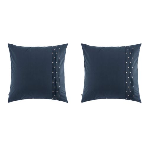 Taie D'oreiller Brodée (lot De 2) Bleu Marine 63x63