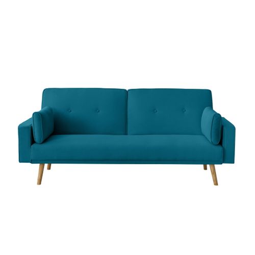 Canapé Convertible Droit 3 Places Bleu Pétrole 115x185 (convertible)
