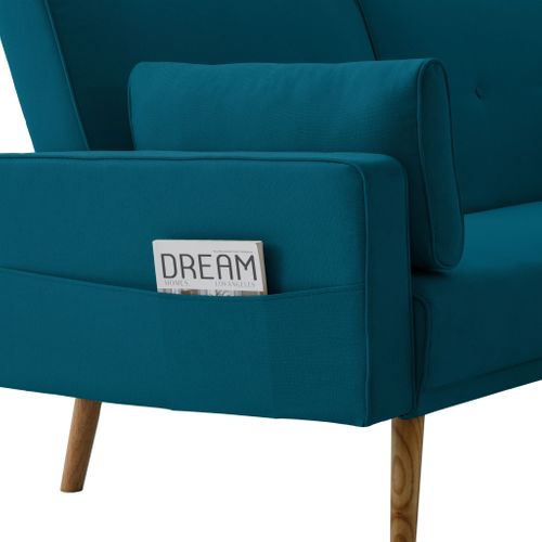 Canapé Convertible Droit 3 Places Bleu Pétrole 115x185 (convertible)