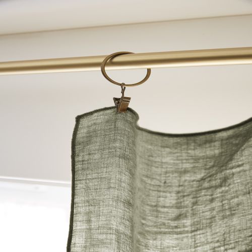 Rideau à Pinces Ajustable Lin Kaki 140x270 Cm