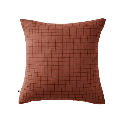 Taie D'oreiller à Carreaux Double Gaze De Coton Orange 60x60