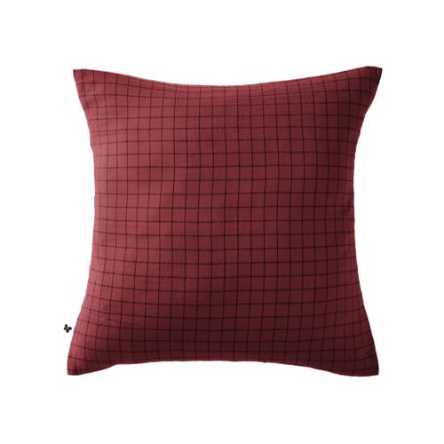 Taie D'oreiller à Carreaux Double Gaze De Coton Bordeaux 60x60