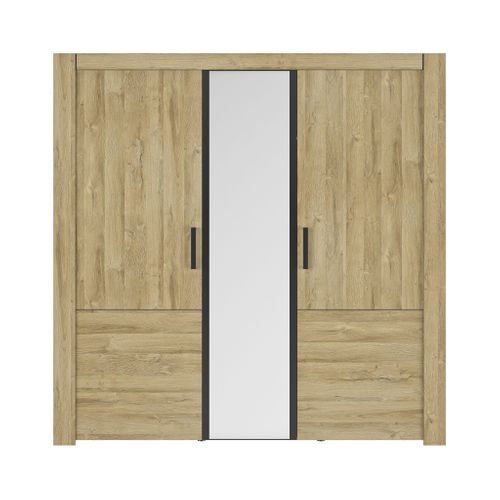 Armoire 3 Portes Avec Miroir Bois Clair