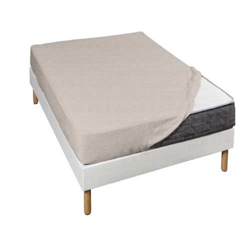 Drap Housse 90x190 Jersey Taupe Chiné Bonnet 30 Cm