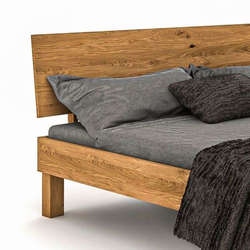 Lit Avec Pieds Carrés Et Tête De Lit En Chêne Massif Clair 140x190