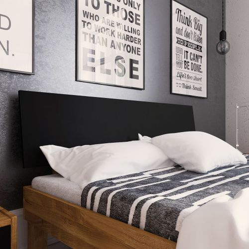 Lit En Chêne Massif 140x190 Et Tête De Lit Noir