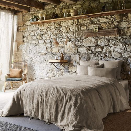 Parure De Lit Lin Lavé Beige 260x240