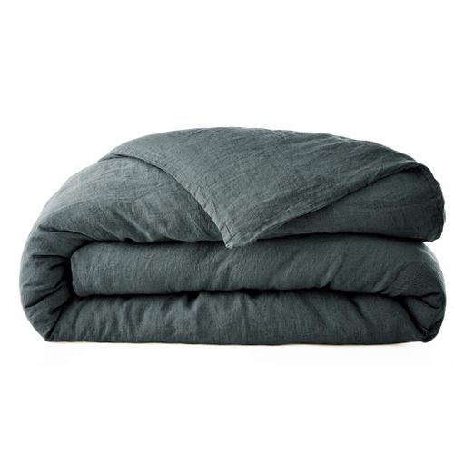 Parure De Lit Lin Lavé Gris Foncé 240x220
