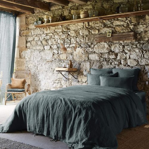 Parure De Lit Lin Lavé Gris Foncé 240x220