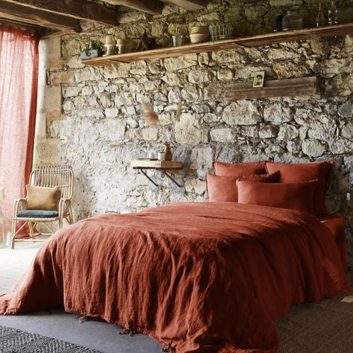 Parure De Lit Lin Lavé Orange 240x220