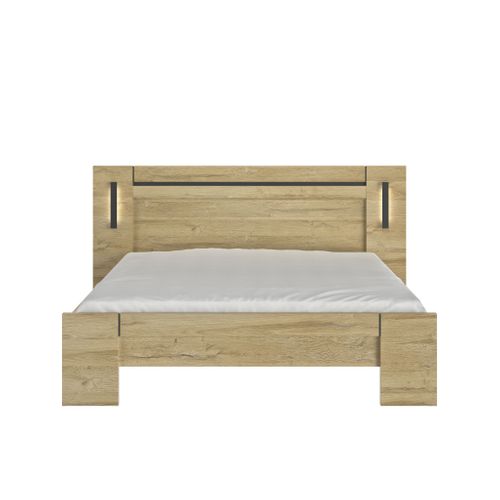 Lit LED Sensitive 160x200 Avec Ses 2 Chevets En Bois Clair