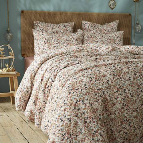 Parure De Lit Gaze De Coton Imprimé Floral Rose 200x200