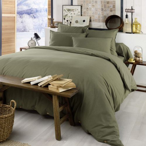 Parure De Lit Flanelle Kaki 200x200
