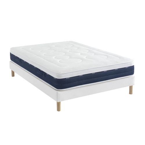 Ensemble Matelas Ressorts Et Mémoire De Forme, Sommier Constellation Et Pieds Rêve 600 Soutien Ferme