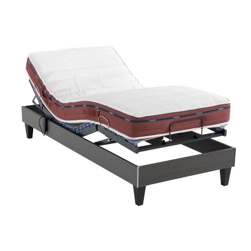Ensemble Matelas Relaxation 100% Latex, Sommier Tpr Et Pieds Crépuscule 500 Soutien Ferme 70x190 - 1