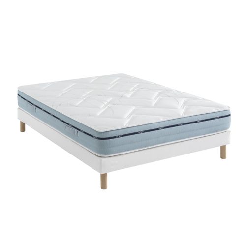 Ensemble Matelas Mémoire De Forme, Sommier Lune Et Pieds Songe 500 Soutien Ferme 180x210 - 2 Personn