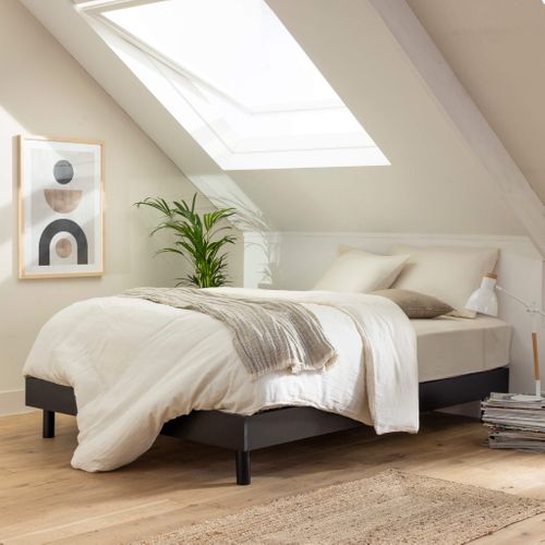 Sommier Kit En Bois Massif 13 Cm Noir 160x200