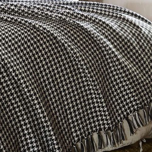 Plaid à Franges Pied De Poule 130 X 160 Cm