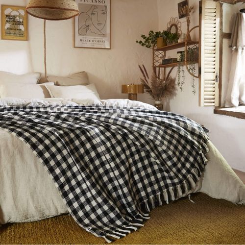Plaid à Franges à Carreaux 130 X 160 Cm