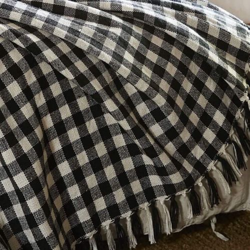 Plaid à Franges à Carreaux 180 X 220 Cm
