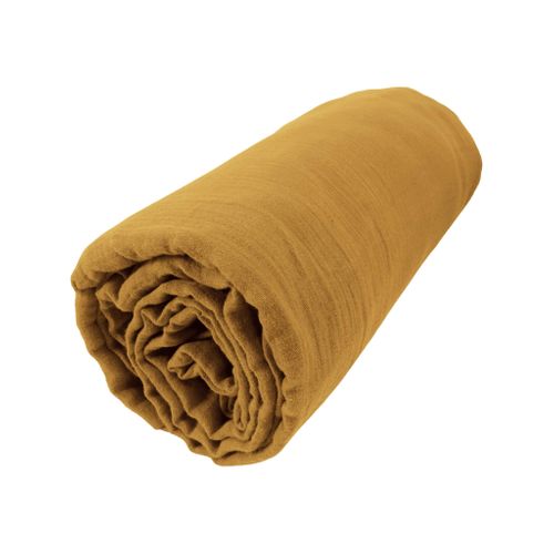 Drap Housse 100% Gaze De Coton Unie Jaune 200x200 Cm