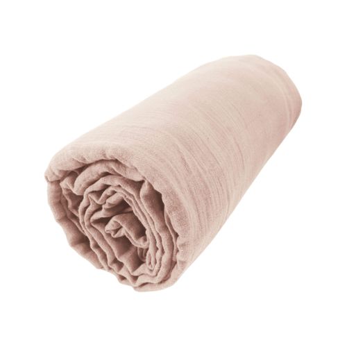 Drap Housse 100% Gaze De Coton Unie Rose Pâle 200x200 Cm