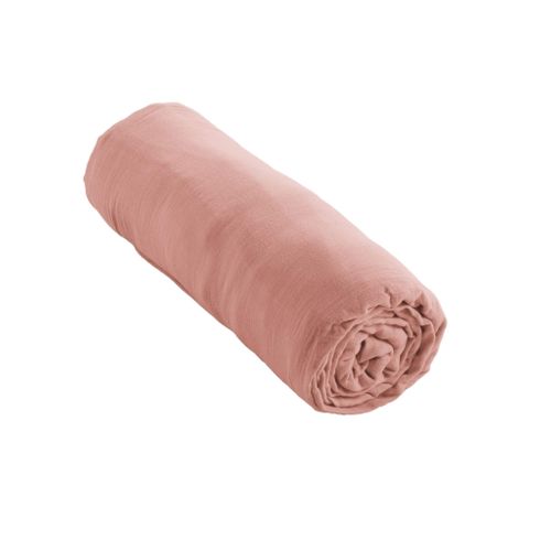 Drap Housse 100% Gaze De Coton Unie Rose 200x200 Cm
