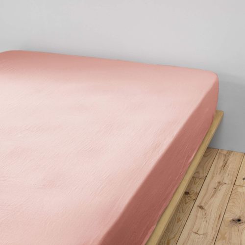 Drap Housse 100% Gaze De Coton Unie Rose 200x200 Cm